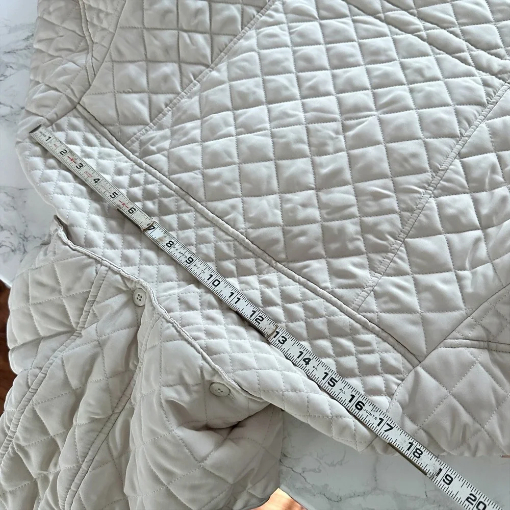 Laundry by Shelli Segal Cream Quilted Hooded Mid-Length Jacket Women's Size XL